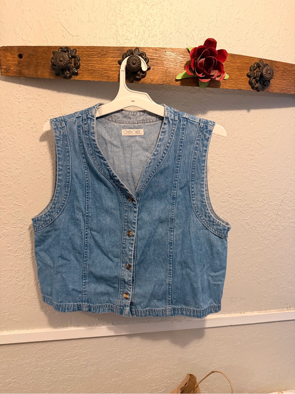 Cherokee Light Blue Denim Sleeveless Vest
